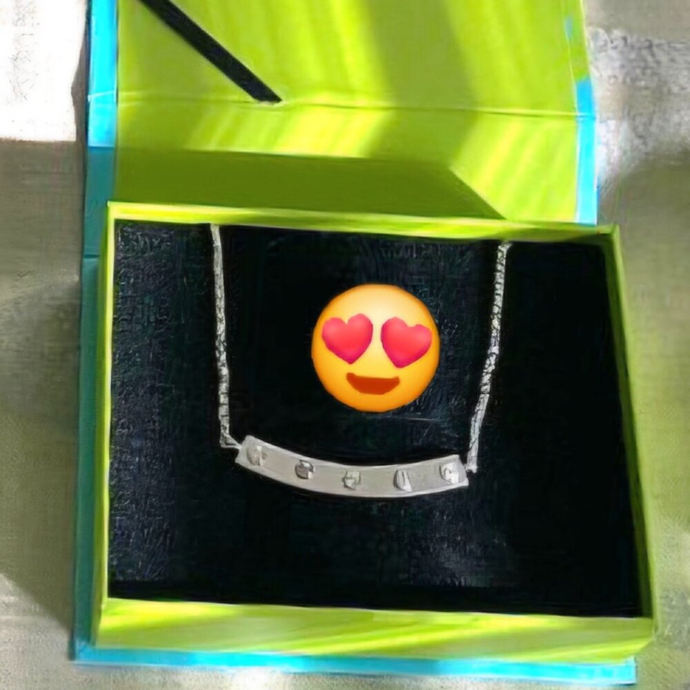 Charles & Colvard Lulu Avenue Sterling Silver & Moissanite Bar Necklace NIB